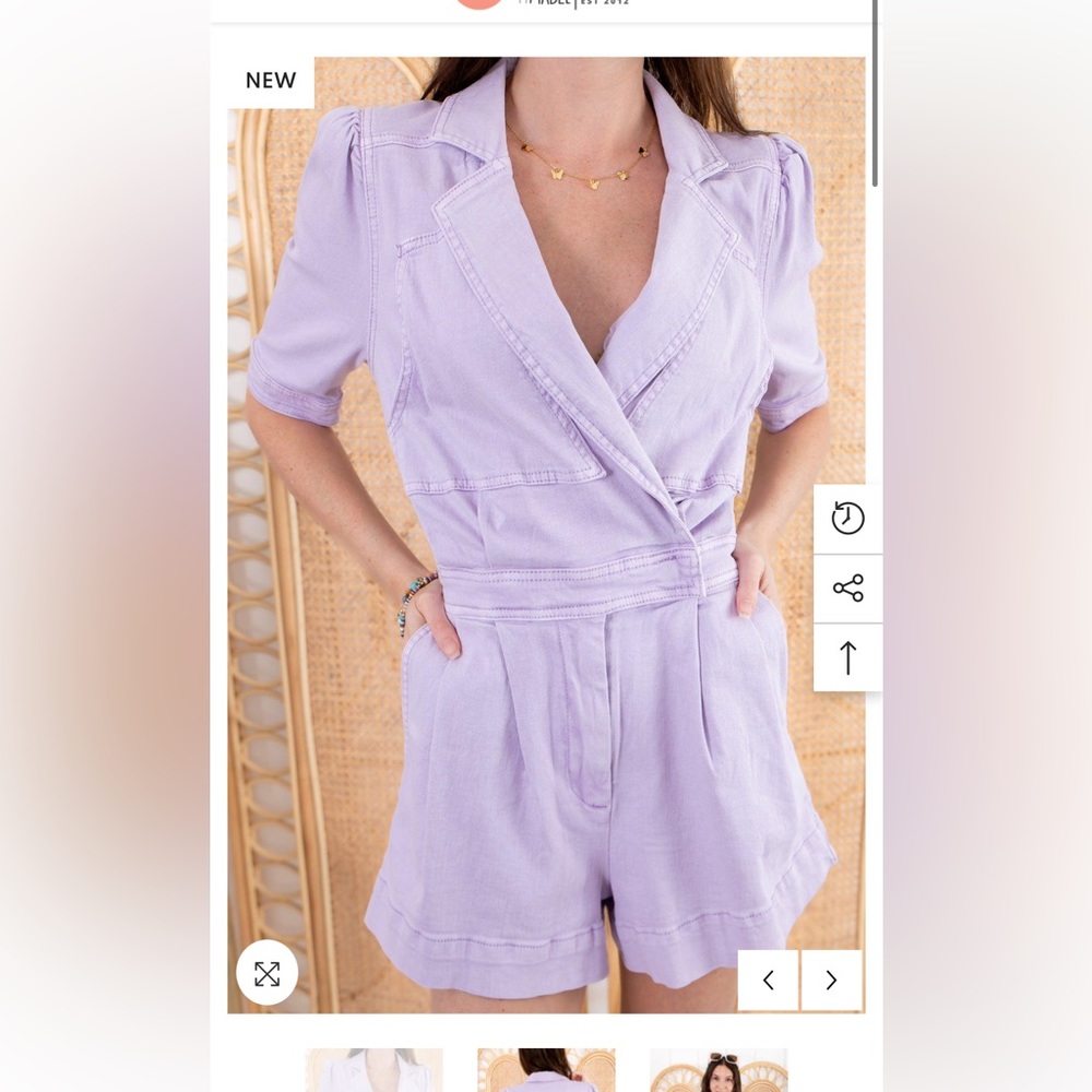 Day+moon lilac denim romper size large